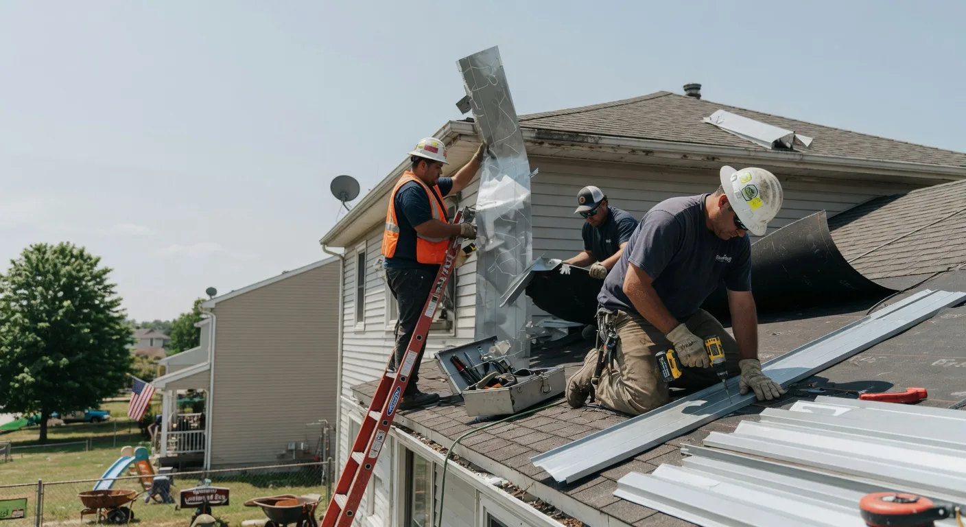 Storm Damage Metal Roof Repair in Aquebogue, NY